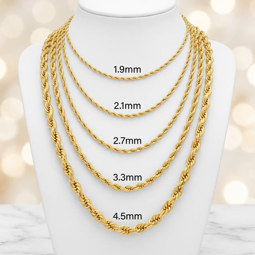 10k solid gold rope chain