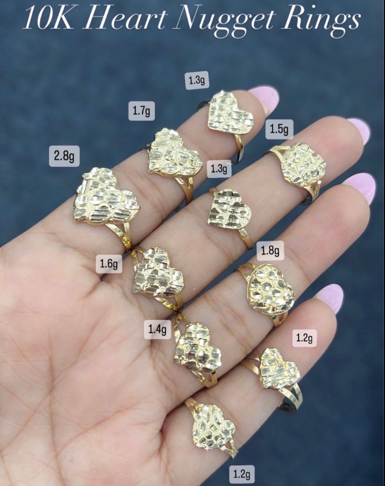 10k Heart Nugget Rings