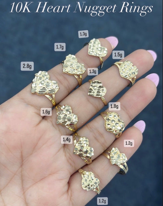 10k Heart Nugget Rings